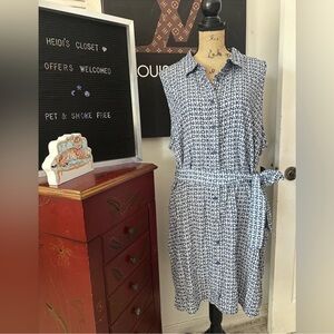 🆕DKNY Denim Print Button Down Dress